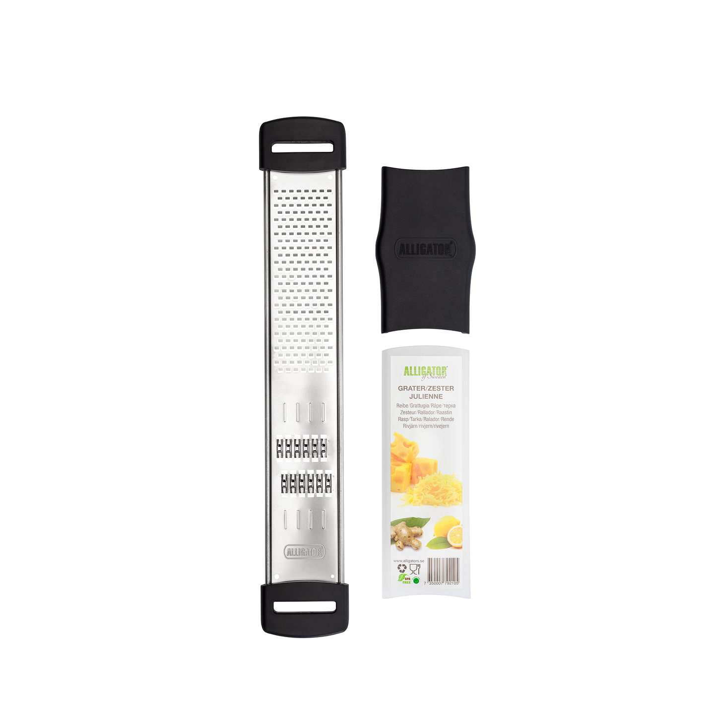 Alligator Rasp - Zester - Grater - Juliene - Kaasrasp - Citroenrasp - RVS - Zwart - Inclusief beschermhoes