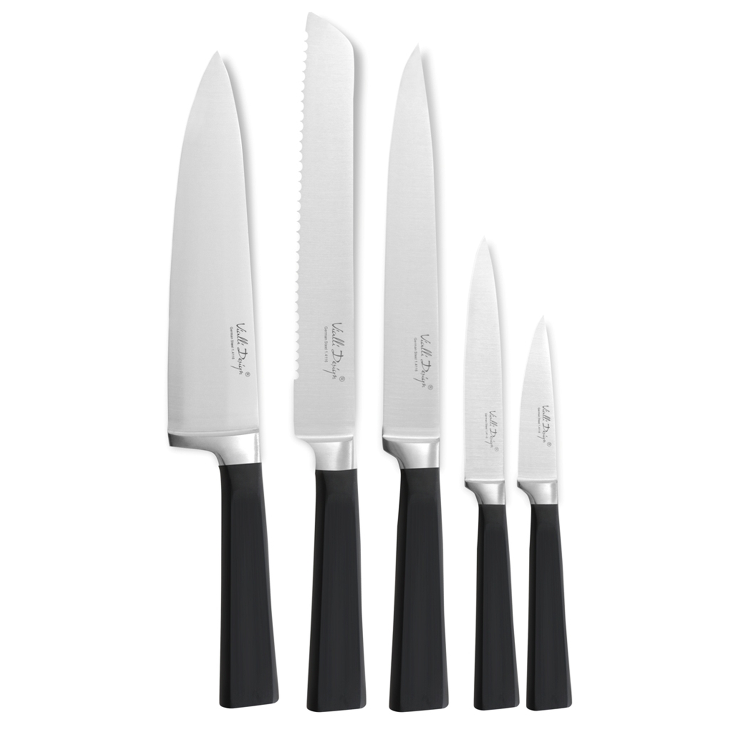 Vialli Design FINO Messenset met messenblok - RVS - Hout - Wit