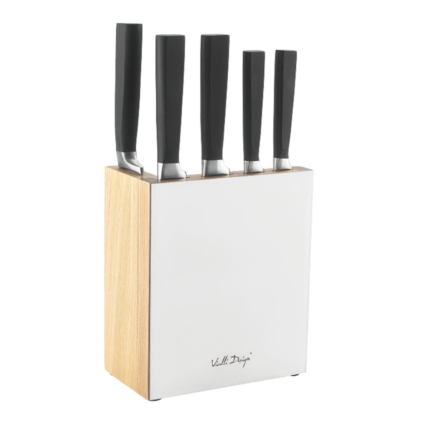 Vialli Design FINO Messenset met messenblok - RVS - Hout - Wit