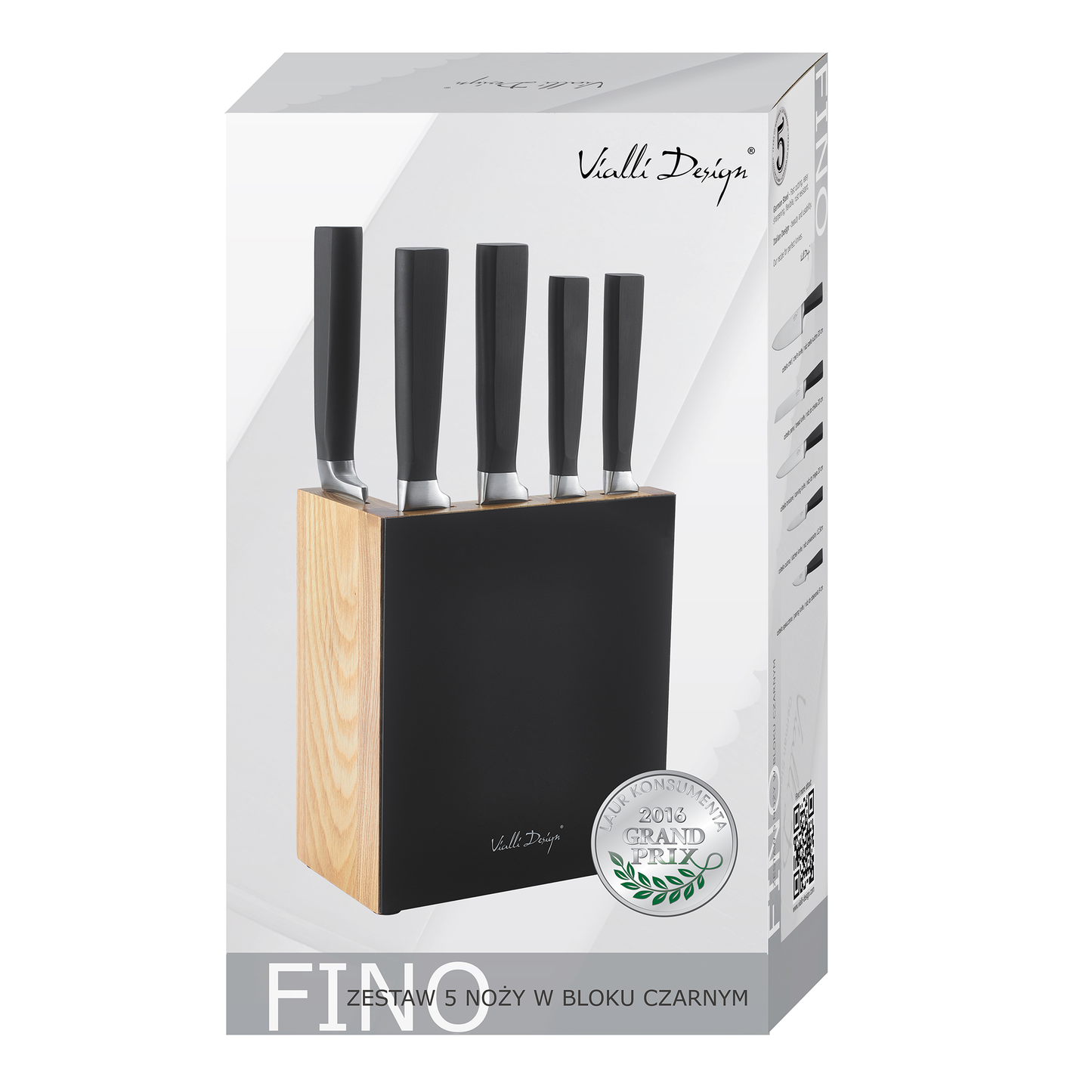 Vialli Design FINO Messenset met messenblok - RVS - Hout - Zwart