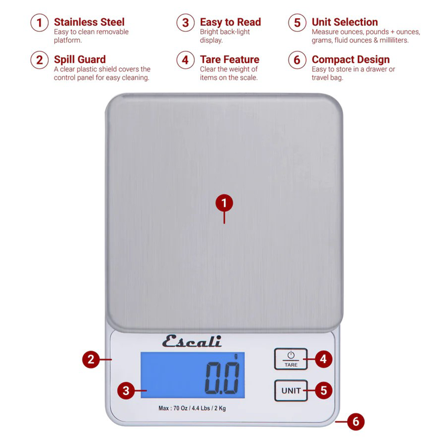 Escali digitale Präzisionswaage Vera bis 2 KG