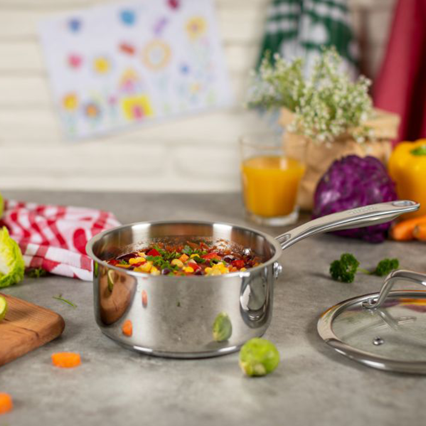 KUHN RIKON - Allround Series - Steelpan met glasdeksel - 18cm - 2.3L - Roestvrijstaal