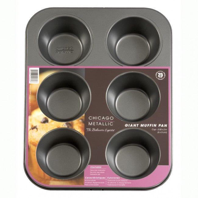 Chicago Metallic - Muffinform tief 6 Tassen - Grau