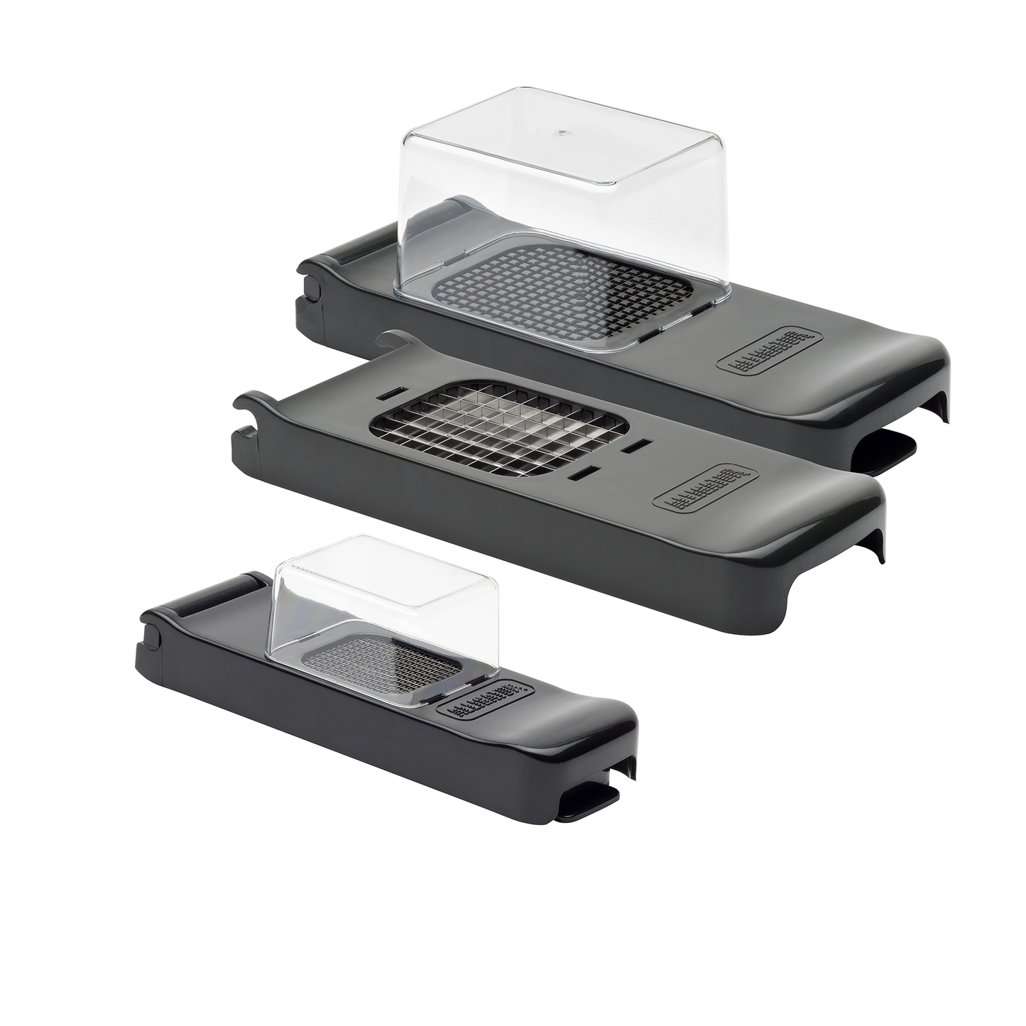 Alligator Chopper set met opvangbak - 3-in-1 3x3 mm & 6x6 mm &12x12 mm - ZWART