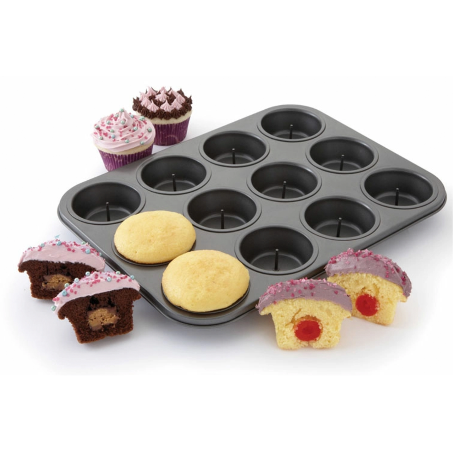 Chicago Metallic – Überraschung in Cupcake-Form, 12 Tassen – Grau