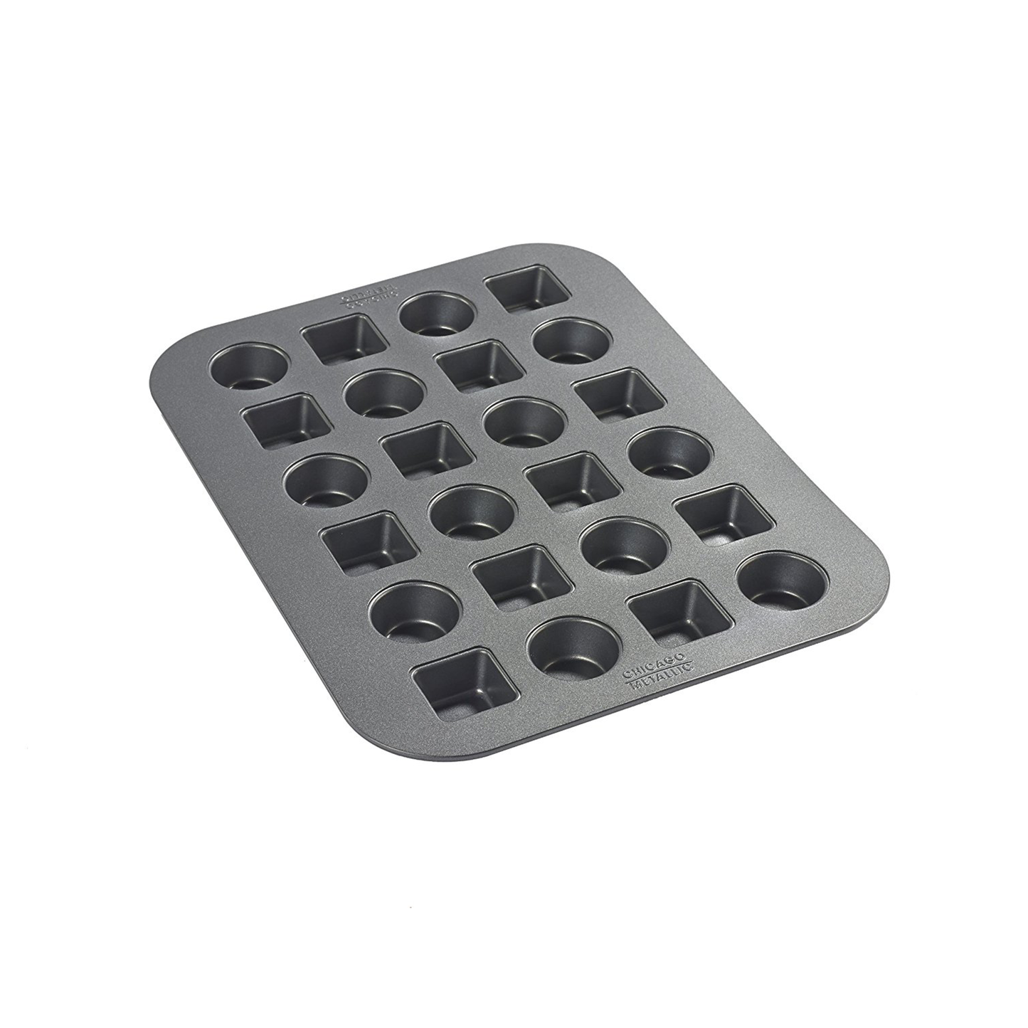 Chicago Metallic – Miniature Delights Backform 24 Tassen (12 quadratisch und 12 rund) – grau