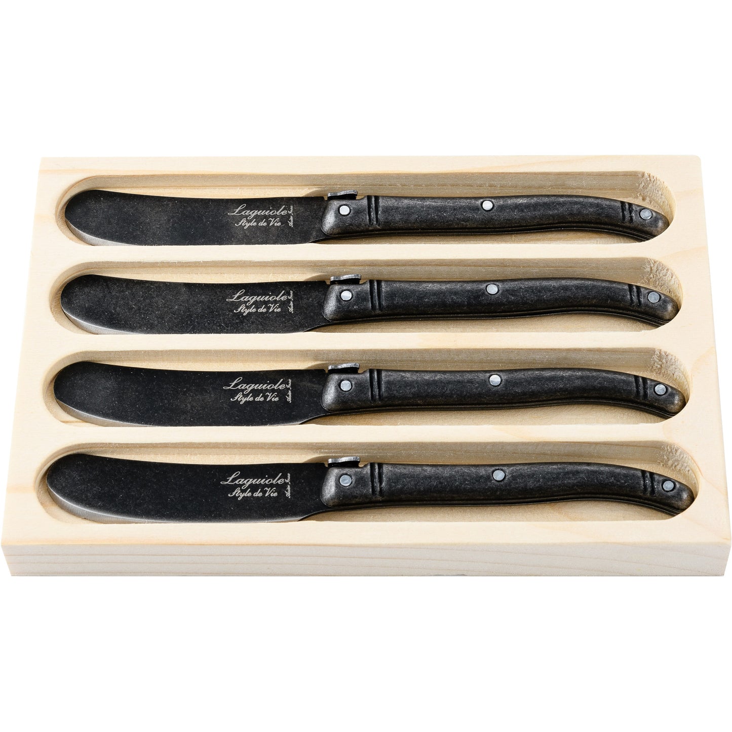 Laguiole Style de vie Premium line botermessen 4-delig stonewash