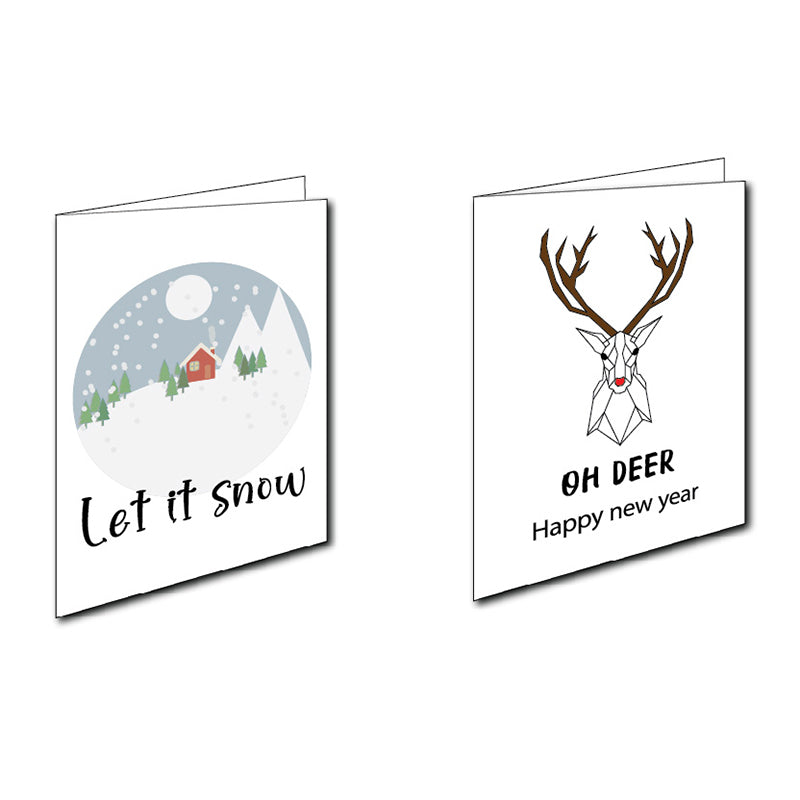 Studio Tuk - Set Van 20 Luxe Dubbele Kerstkaarten Met Enveloppen - 2 Ontwerpen