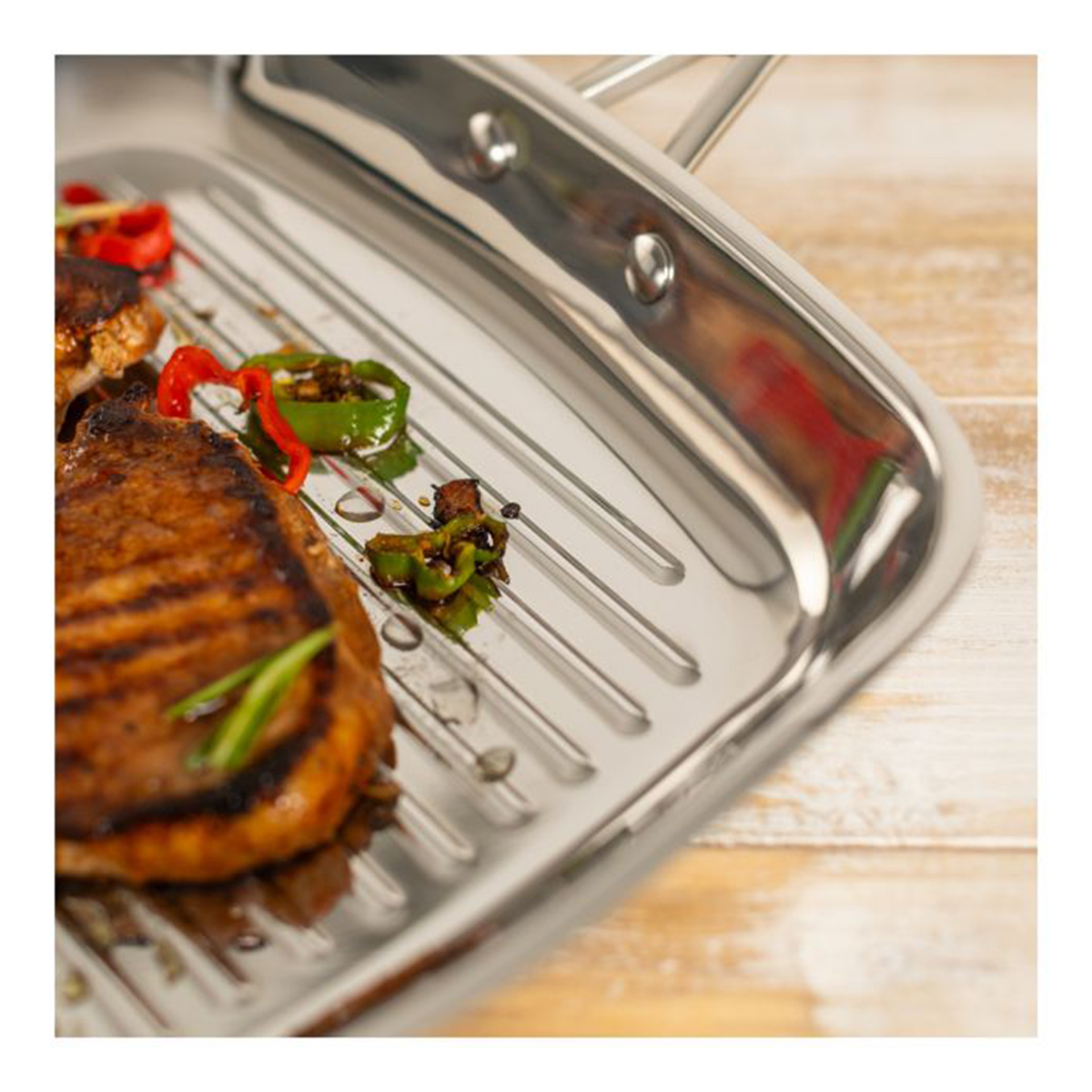 Kuhn Rikon - Allround - RVS 18/10 Grillpan 27x27 cm - 3-laags - Ongecoat - Inductie - Oven geschikt tot 240°C