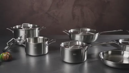 Compacte Kuhn Rikon Culinary Fiveply koekenpan 20 cm. Ongecoat RVS met 5 lagen, geschikt voor inductie en oven tot 240 °C. Bekijk bij Shop4Koken.